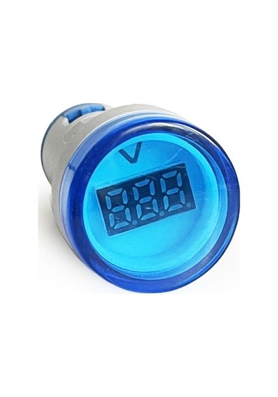 Mini Dijital Voltmetre 22mm Ac 60-500v Led Mavi Işık