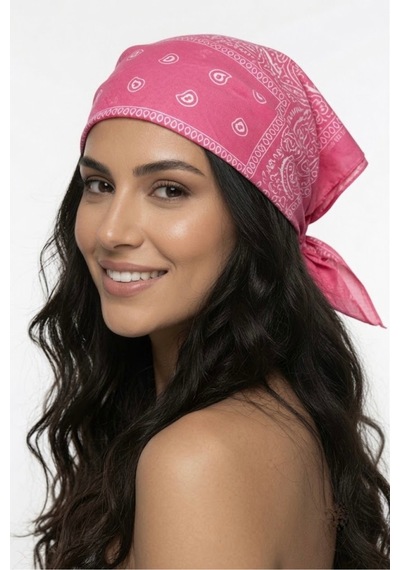 Mollycrush Unisex Pembe Şal Desenli Fular Günlük Saç Aksesuarı Boyunluk Ve Outdoor Bandana Şeker Pembe