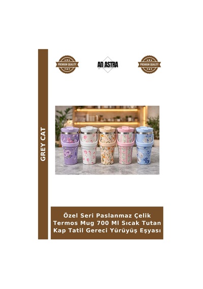 Özel Seri Paslanmaz Çelik Termos Mug 700 Ml Sıcak Tutan Kap Tatil Gereci Yürüyüş Eşyası Çok Renkli