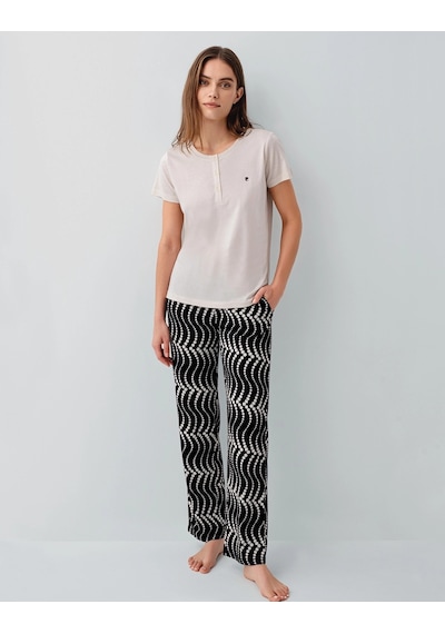 Angbutik Pierre Cardin Pc9165-x Kadın Kısa Kol Büyük Beden Pijama Takımı Açık Bej