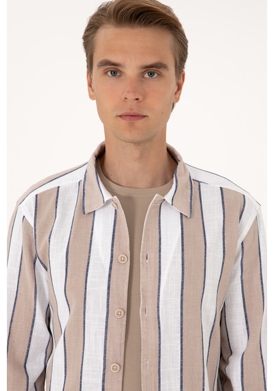 U.s. Polo Assn. Erkek Taş Gömlek Desenli 50299606-vr049 Taş Rengi