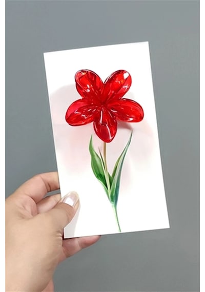 Kırmızı Lotus Toka 6 Cm Kartsız