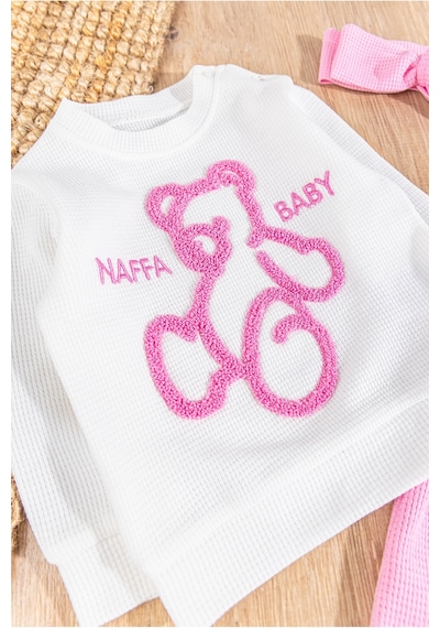 Babymod Ayıcık Figürlü Bandanalı 3'lü Kız Bebek Takım 001