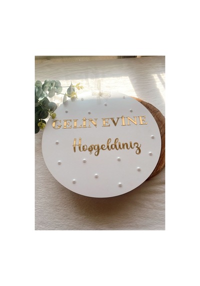 Gelin Evine Hoşgeldiniz Gold Pleksi Kapı Süsü Gold