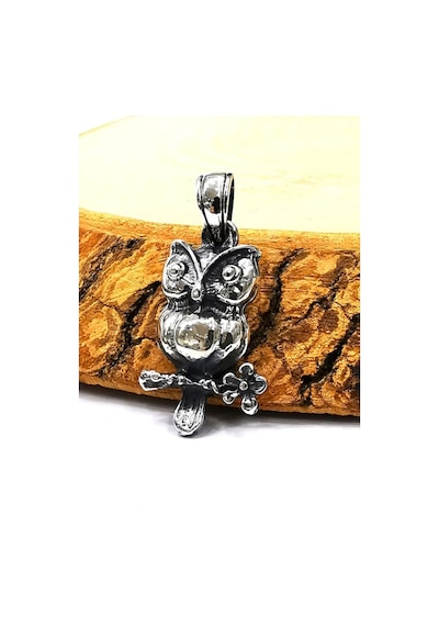 Omar Silver Unisex Baykuş Figürlü Kolye Ucu Oksitli Gümüş Kolye O (498366238)