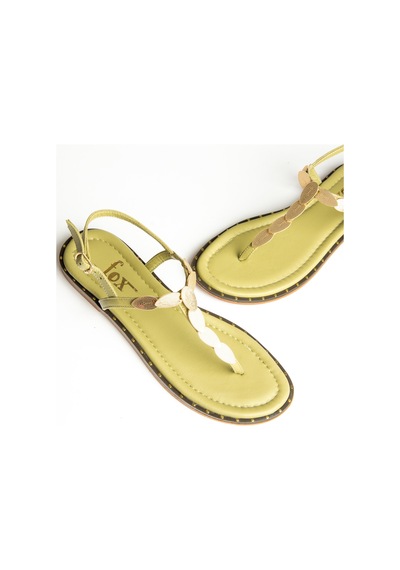 Fox Shoes U291240103 Yeşil Hakiki Deri Parmak Arası Sandalet Yeşil