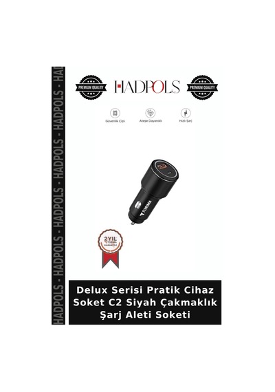 Delux Serisi Pratik Cihaz Soket C2 Siyah Çakmaklık Şarj Aleti Soketi