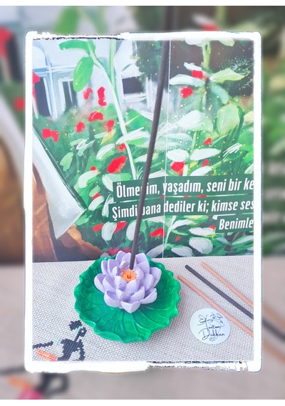 El Yapımı Lotus Çiçeği Tütsülük Nilüfer Yapraklı Dekoratif Çubuk Tütsü Lüğü