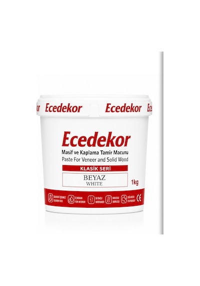Beyaz Ecedekor Ahşap Dolgu Macunu Kova 1000gr 1 KG