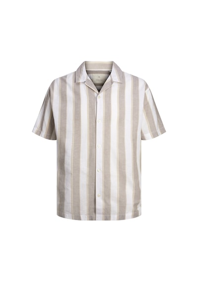 Jack & Jones Erkek Keten Karisimli Çizgili Gömlek - Ccsummer 12251116 Timber Wolf Mavi