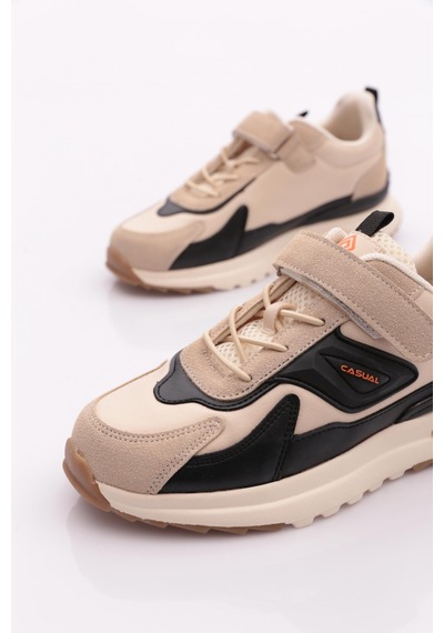 Pepino 1741 Çocuk Filet Spor Ayakkabı Krem Siyah
