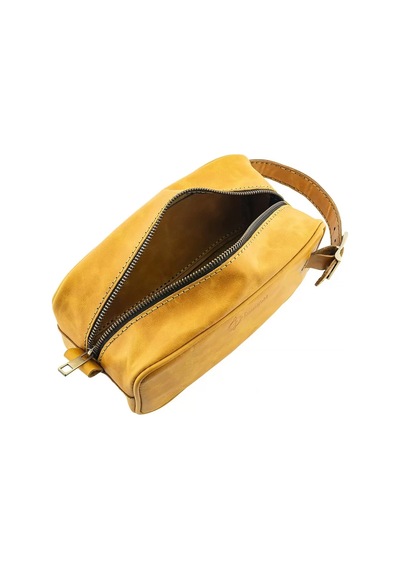 Twingold İsme Özel Dopp Kit Kişisel Bakım Ve Seyahat Çantası - %100 Rainbow Deri - Ac14004 - Hardal Sarısı Hardal