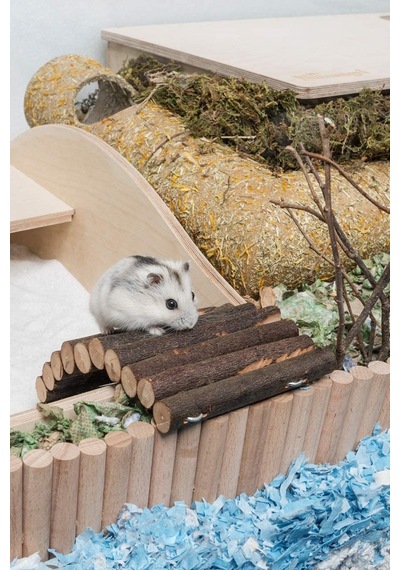 Doğal Ahşap Çubuklu Köprü - Hamster Fare Sıçan Kemirgenler Oyuncağı