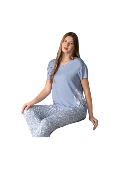 Alperi 78-90 Kadın Yuvarlak Yaka Kısa Kol Pijama Takım 001