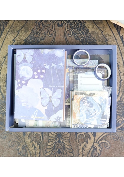 Lüks Scrapbook Ve Junk Journal Seti - Vintage Hobi Kutusu Kelebek & Doğa Temalı Çok Renkli