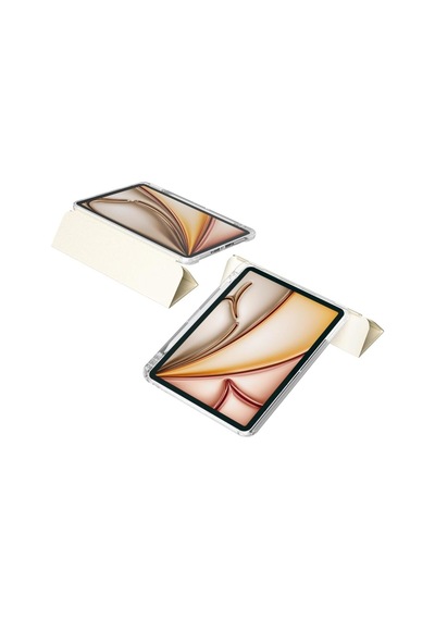 Apple İpad Air 11 2025 M3 Kılıf - Manyetik Ayrılabilen Airbag Destekli Zore Sliding Tablet Kılıfı, Apple Pencil Tutucu 2in1 Tasarım Şeffaf Arka Kapak Lavender