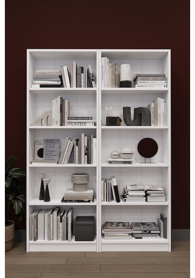 Asra Trend 2 Modüllü Kitaplık K-003 %100 MDF 10 Bölmeli Modern Ofis Çalışma Masası Yanı Rafı Beyaz Asra Trend 2 Modüllü Kitaplık K-003 %100 MDF 10 Bölmeli Modern Ofis Çalışma Masası Yanı Rafı Beyaz