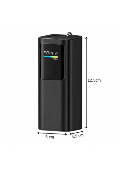 100w Ultra Hızlı Şarj Powerbank 20000 Mah Pd 3.0 Tft Ekranlı Dahili Type-c Kablolu Siyah