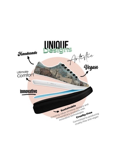 Kadın Vegan Deri Mavi Sneakers - Back İn Town Tasarım Çok Renkli