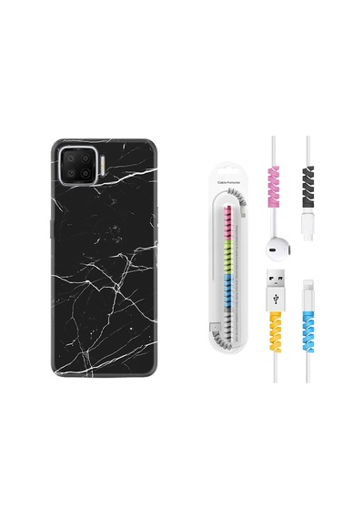 Oppo A73 Kilif Kablo Koruyuculu Siyah Mermer 1299 544141325