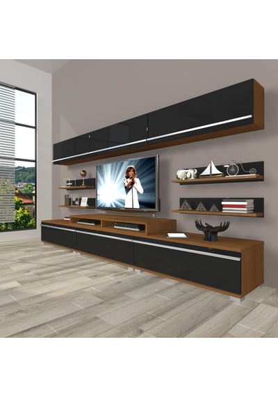 Decoraktiv Ekoflex 8y Mdf Tv Ünitesi Tv Sehpası Ceviz - Siyah
