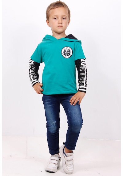 Toontoy Kids Toontoy Erkek Çocuk Kapşonlu Kolları Baskılı Sweatshirt Yeşil Toontoy Kids Toontoy Erkek Çocuk Kapşonlu Kolları Baskılı Sweatshirt Yeşil