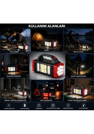 Lexroo Solar Led Kamp Feneri, , 8 Led Ultra Parlak Taşınabilir Kamp Lambası, , Kamp, Balıkçılık Çok Renkli