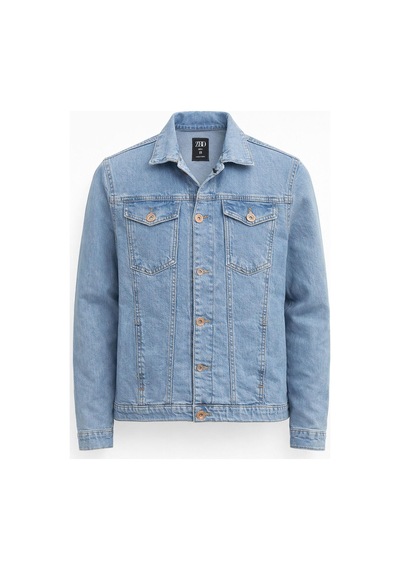 Classics Men Zbd Erkek Jean Denim Standart Kalıp Cepli Düğmeli Kot Ceket 7590 Buz Mavi