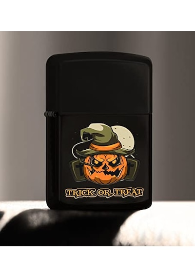 Halloween Trick Or Treat Tasarımlı Renkli Baskılı Siyah Benzinli Metal Çakmak Genel