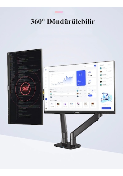North Bayou NB F195A 22-32" Çift Kol Amortisörlü Monitör Tutucu Stand