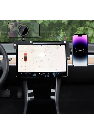 Tesla Model Y Model 3 Ekran Üstü Magsafe Telefon Tutucu Siyah