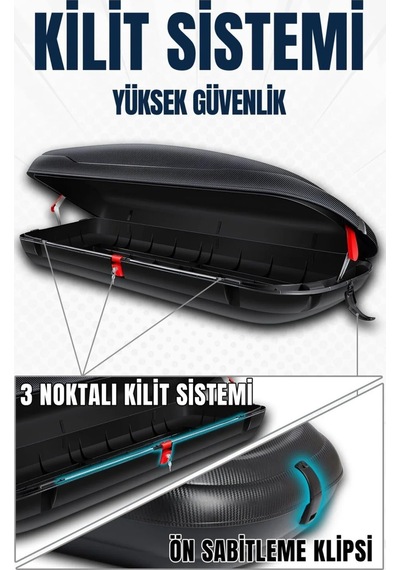 Araç Üzeri Port Bagaj Karbon Fiber Desen 520 Litre Enjeksiyon Plastik