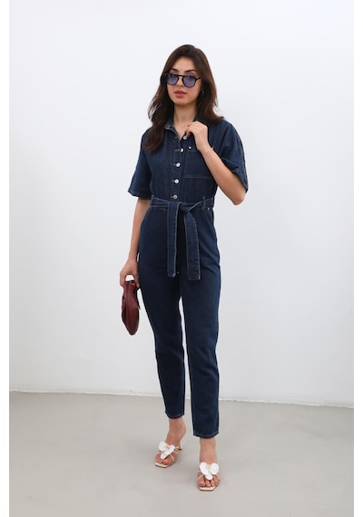 Banny Jeans Kadın Yarasa Kol Jean Tulum Rins 001 Lacivert M