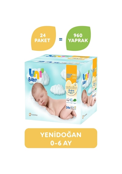 Uni Baby Yenidoğan Islak Mendil 24'Lü 960 Yaprak