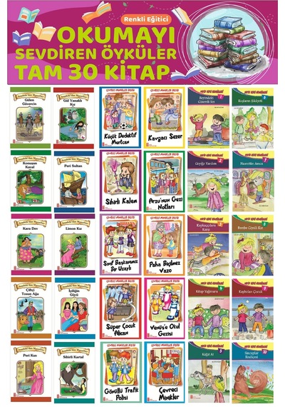 2.ve 3.sınıflar İçin Renkli Eğitici Okumayı Sevdiren Hikayeler 30 Kitap