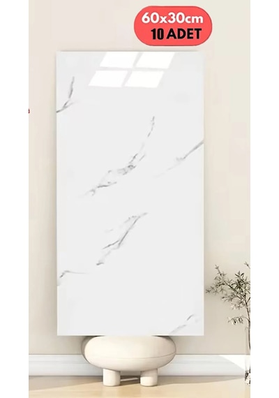 10 Adet 60x30 Pvc Esnek Duvar Paneli Açık Gri - Beyaz