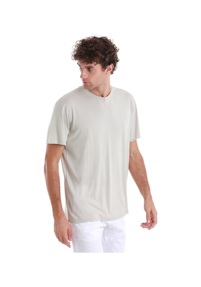 Hatemoğlu Ekru Regular Fit Düz Bisiklet Yaka Triko Tişört 35102024c006 A53 Ekru