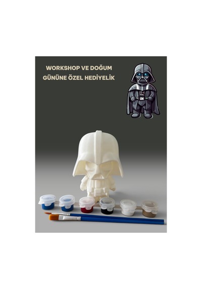 3d Darth Vader Figür Boyama Seti - Kendin Boya Hobi Ve Etkinlik Seti - Akrilik Boya + 2 Fırça