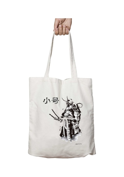 Art Hediye Samurai Siyah Beyaz İki Tarafı Kalıcı Baskılı Yıkanabilir Çanta Çok Renkli