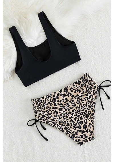 Angelsin Leopar Yanlardan Büzgü Ayarlama Detaylı Bikini Altı 001