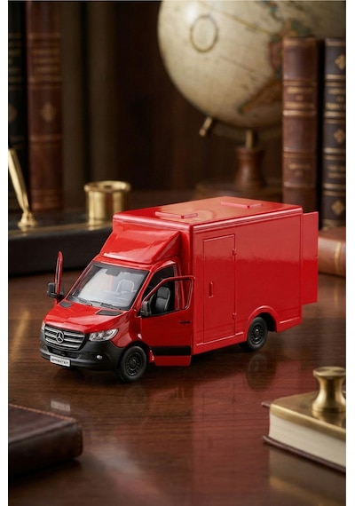 1:48 Ölçek Mercedes-benz Sprinter Metal Kargo Kamyoneti - Çek Bırak Oyuncak Model Araba 14 Cm