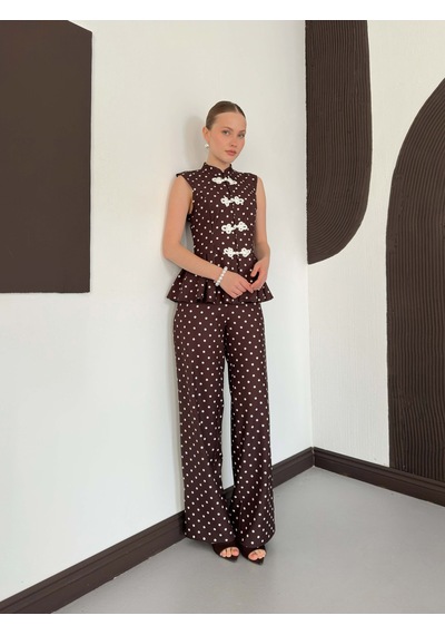 Verymoda Puantiyeli Pantolon D3075 Kahve