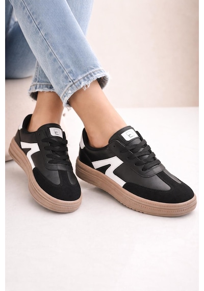 Unisex Rahat Taban Bağcıklı Sneaker Ayakkabı Siyah