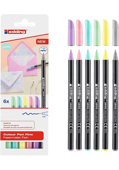 Edding 1200 Ince Uçlu Keçeli Kalem 6Lı Set Pastel Renkler