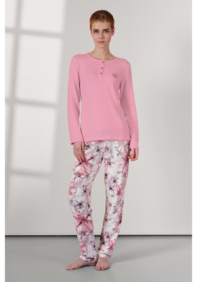 Doreanse Kadın Pembe Çiçek Desenli T-shirt Pijama Takımı 25k4032-standart Pembe