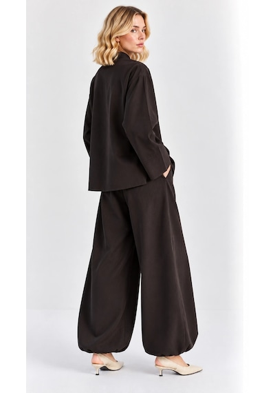 Mevese Kadın Çin Düğme Detaylı Oversize Tunik Bluz Ve Lastik Paça Takım - Acı Kahve Kahverengi Mevese Kadın Çin Düğme Detaylı Oversize Tunik Bluz Ve Lastik Paça Takım - Acı Kahve Kahverengi