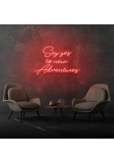 Say Yes To New Adventures Yazılı Neon Tabela Kırmızı