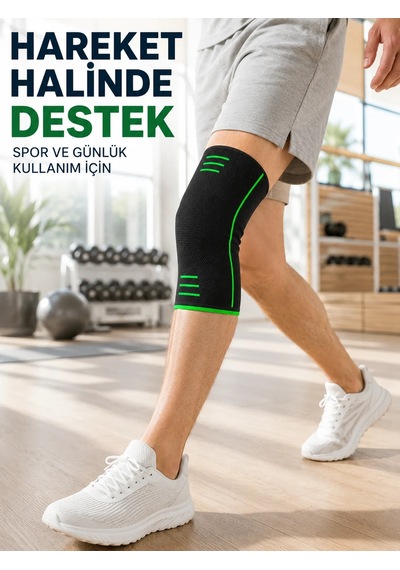 Örme Spor Dizlik Siyah Yeşil Esnek Diz Günlük Kullanım