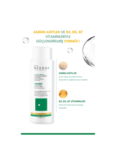 Derma Needs Yıpranmış Ve Dökülen Saçlara Özel Besleyici Saç Kremi 400 ML Amino Asit + Vitamin İle Güçlü Bakım