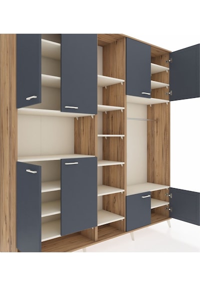 Hyperion Dolap 18 Raflı 8 Kapaklı Tek Askılı 220x44x243 Çam-antrasit/aytaşı Antrasıt/aytası Hyperion Dolap 18 Raflı 8 Kapaklı Tek Askılı 220x44x243 Çam-antrasit/aytaşı Antrasıt/aytası